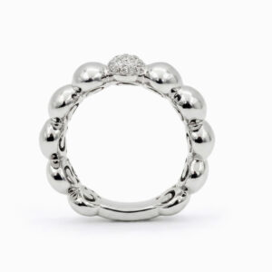 Anillo de oro blanco diseño esferas modernas con diamantes