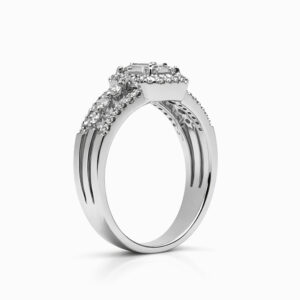 Anillo de diamantes oro blanco anillo de compromiso diseño halo elegante