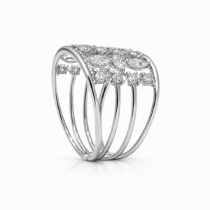 Anillo de diamantes oro blanco diseño múltiple bandas elegante