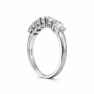 Anillo de diamantes oro blanco media alianza cinco diamantes