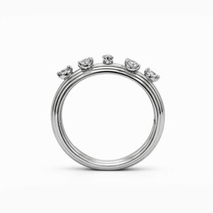 Anillo de diamantes en oro blanco banda múltiple con engaste superior