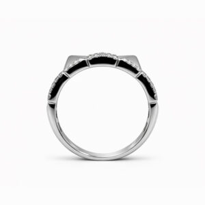 Anillo de diamantes pavé en oro blanco diseño geométrico moderno