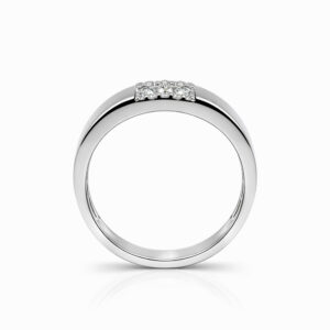 Anillo de diamantes pavé en oro blanco banda ancha minimalista