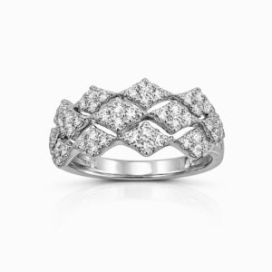 Anillo de diamantes pavé diseño zigzag en oro blanco
