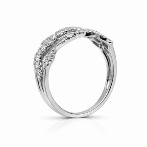 Anillo de diamantes pavé diseño zigzag en oro blanco