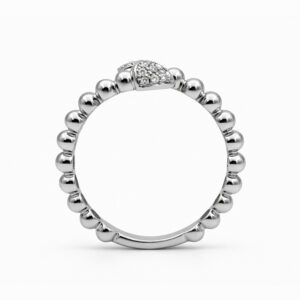 Anillo esferas en oro blanco con detalles de diamantes