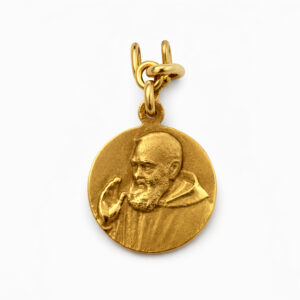 Medalla Padre Pío en oro colgante religioso