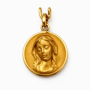 Medalla Virgen María rostro clásico oro colgante religioso