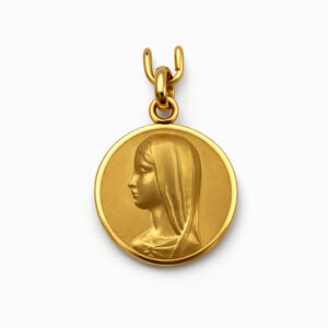 Medalla Virgen María perfil oro colgante religioso