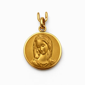 Medalla Virgen María rostro inclinado oro colgante religioso