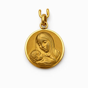Medalla Virgen María con niño Jesús oro colgante religioso