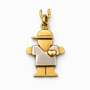 Colgante niño oro figura con corazón joyería