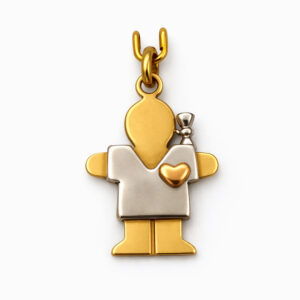 Colgante niña oro figura con corazón joyería