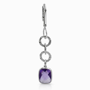 Aros plata colgantes con amatista violeta diseño elegante