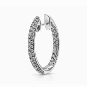 Aros de aro oro blanco con diamantes pavé elegantes