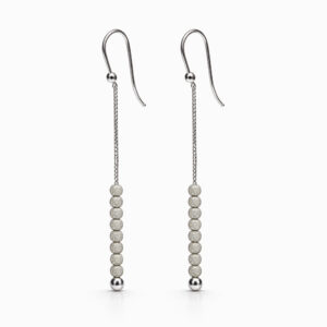 Aros colgantes plata con cadena y esferas texturizadas elegantes