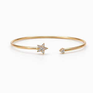 Pulsera oro con diamantes diseño estrella elegante