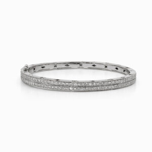 Pulsera oro blanco con diamantes pavé diseño brazalete elegante