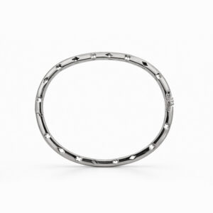 Pulsera oro blanco con diamantes pavé diseño brazalete elegante