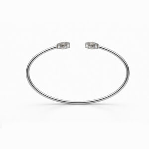 Pulsera oro blanco abierta con diamantes diseño geométrico elegante