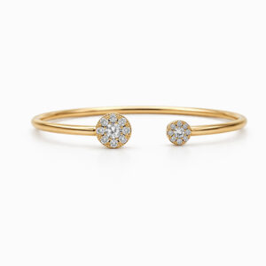 Pulsera oro con diamantes redondos diseño doble círculo elegante