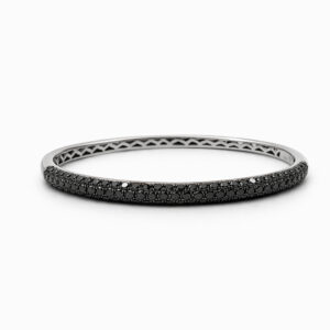 Pulsera oro blanco con diamantes negros pavé diseño brazalete elegante