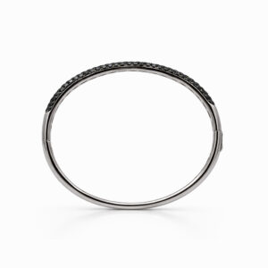 Pulsera oro blanco con diamantes negros pavé diseño brazalete elegante