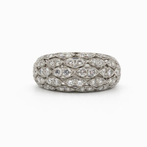 Anillo oro blanco con diamantes diseño vintage pavé elegante
