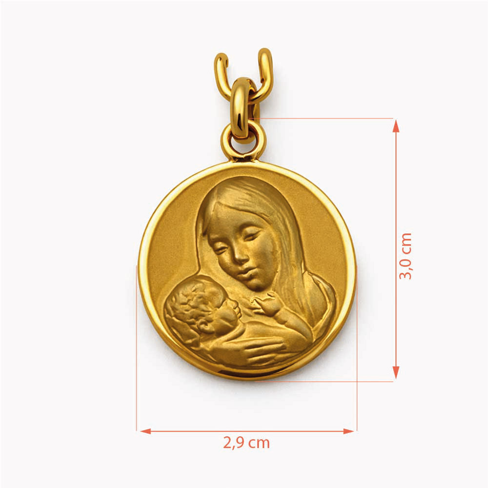 Medalla Virgen María con niño Jesús oro colgante religioso - Imagen 2